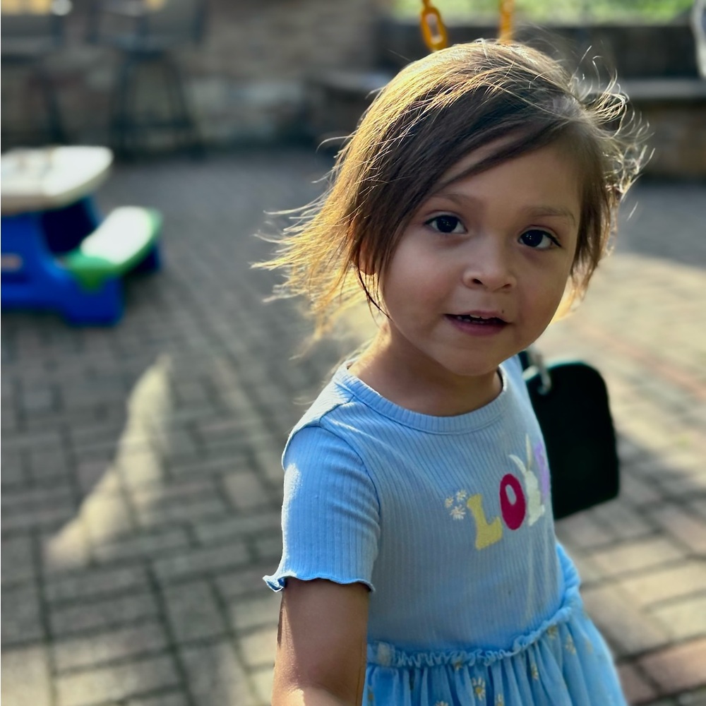 Blue Dress with Love Print